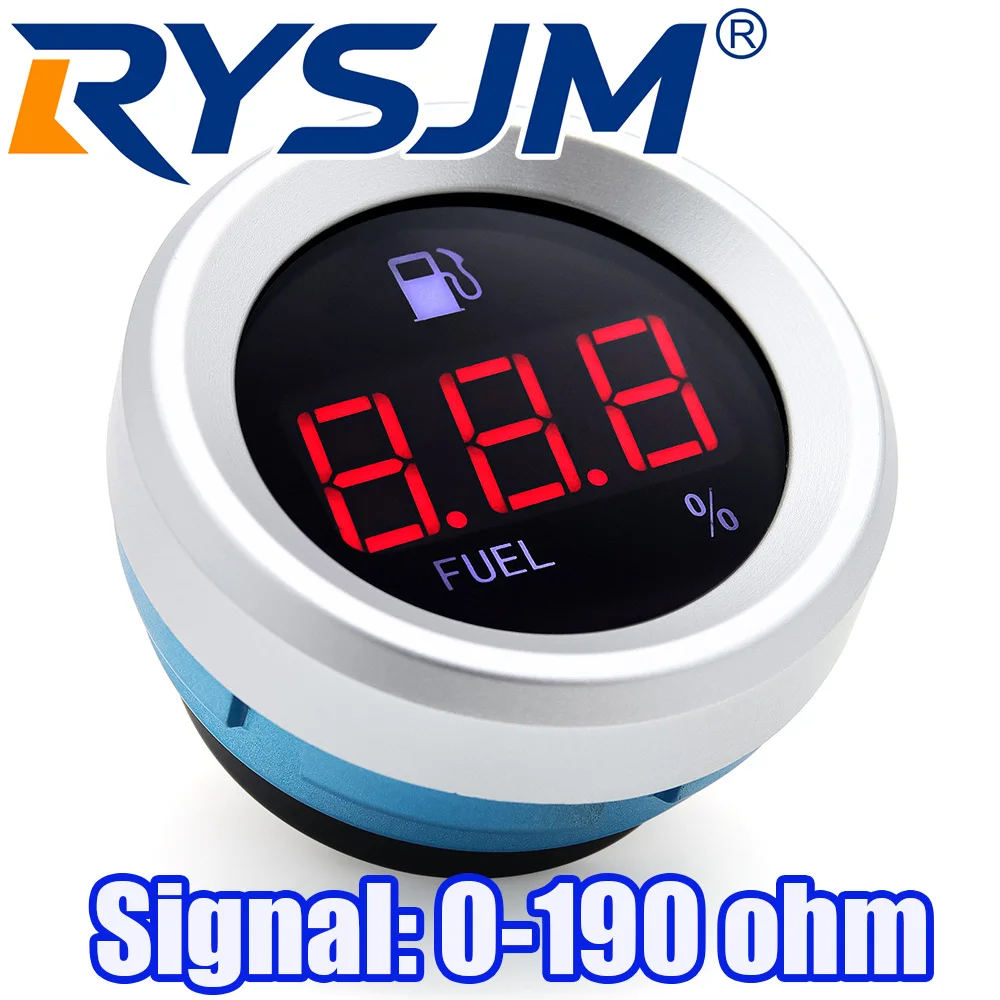 0-190ohm Fuel Level Gauge Red Light Digital 52MM Fuel Gauge Oil Tank Meter Indicator for Universal Diesel Petrol Engine Car 12V