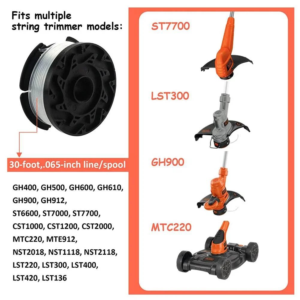 Imagem -04 - Aparador Spool Cap e Primavera Substituição para Black Decker Grama sem Fio Cortador de Lâmina Cortador de Grama Pack