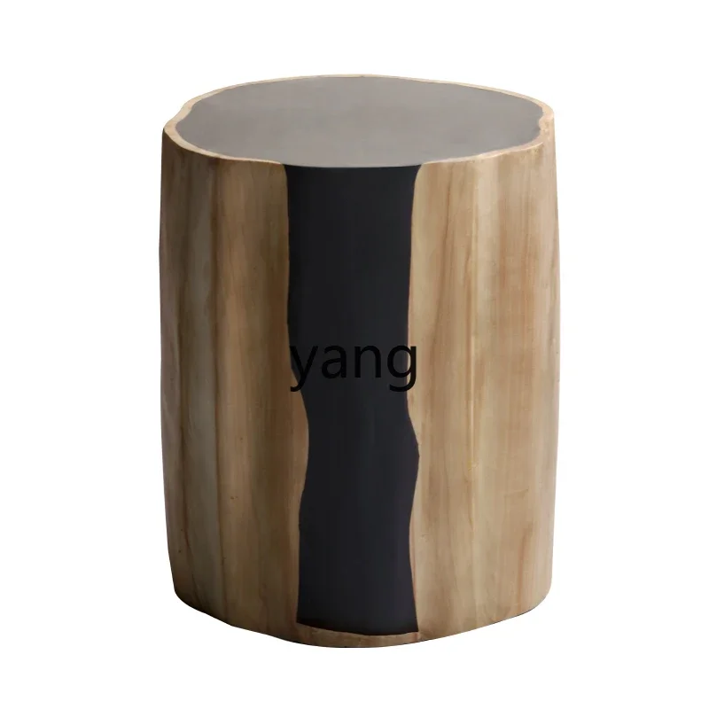 Yjq solid wood root carving stool B & B hotel round stool base simple creative wooden pier low stool