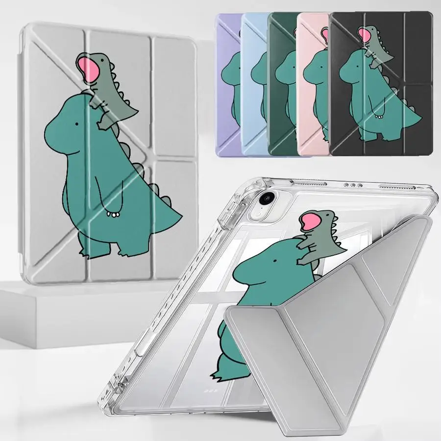 

Милый мультяшный чехол-держатель с динозавром для планшетов iPad Pro 11-го, 10-го, 9-го, 8-го, 7-го поколений, 12.9 дюймов, Air 4, 5, M3, M2, M4, 11 дюймов, Mini 6, 7, Pro