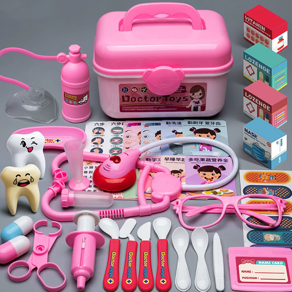 Simulation Doctor and Nurse Toy Set for Kids, Pretend Play, Medical Box, Playing House, Trolley Box, Girl, Stetoscope, Injection, Children Toys