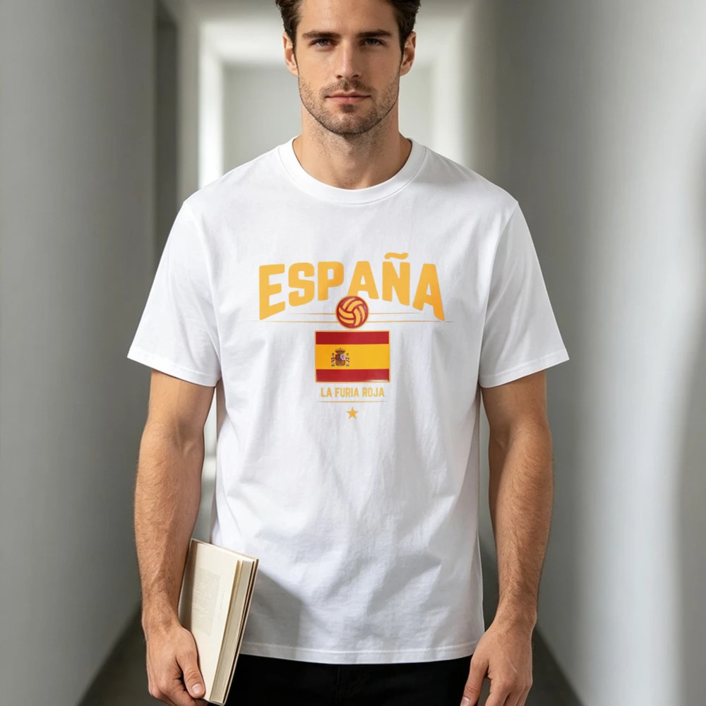 España Soccer T-Shirt La Furia Roja Spanish Football Fan Tees Spain Football Cotton Unisex Tee Fashion National Pride Tees