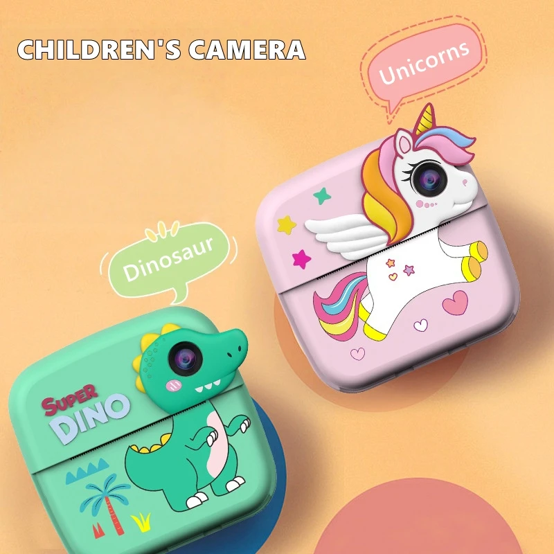 كاميرا كارتون للأطفال طباعة فورية هدايا للأولاد والبنات كاميرات رقمية عالية الوضوح بكسل طباعة حرارية كاميرا للأطفال