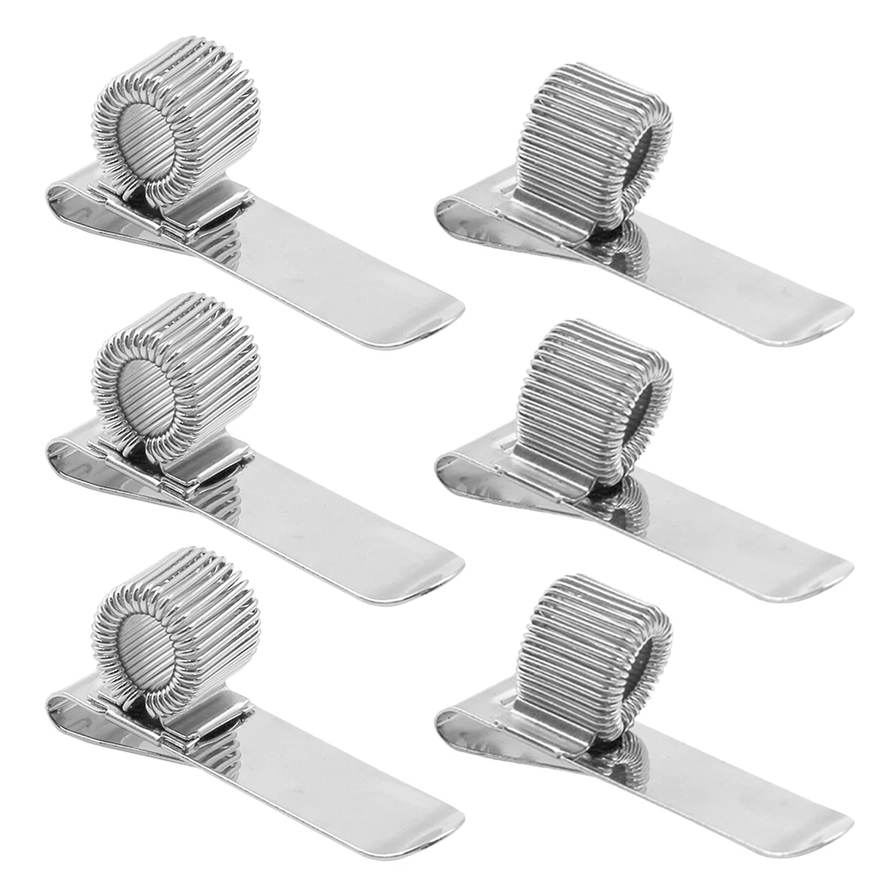 

6pcs Metal Pen Clip Manganese Steel Spring Carbon Wire Nickel Plated Versatile Use Journal Notebook Desk Accessories
