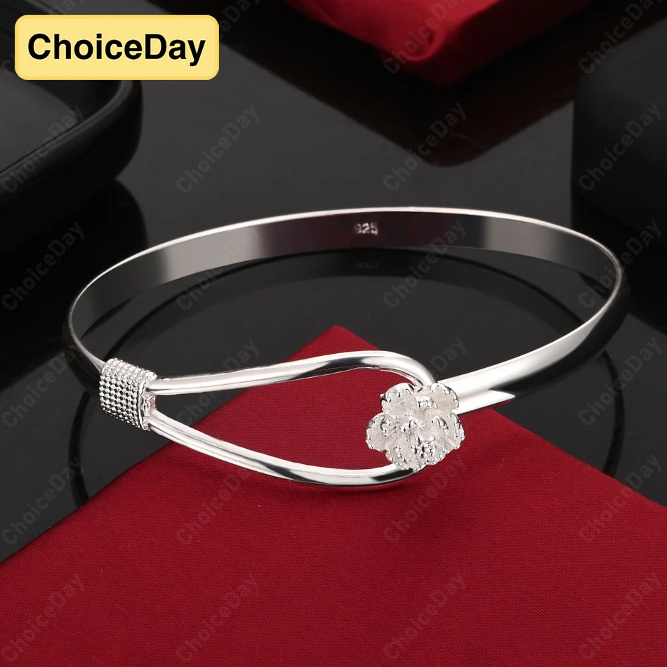 

ChoiceDay 925 Sterling Silver Exquisite Simple Flower Bracelet Women Jewelry Charm Gift Accessories Party