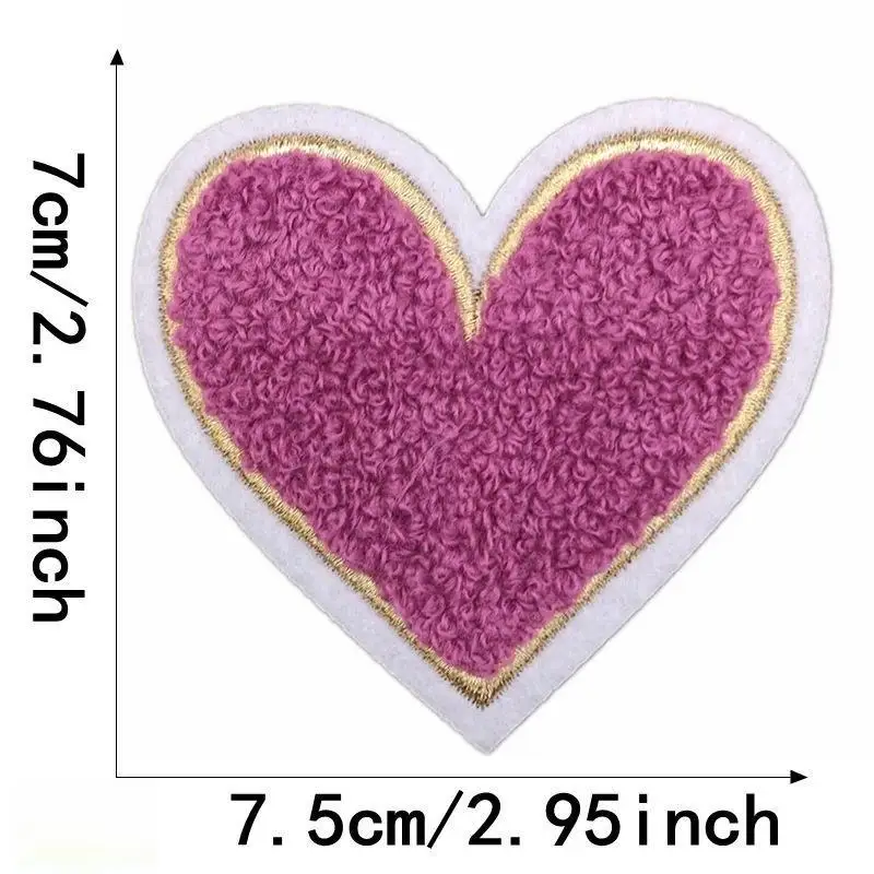 Mehrfarbige Handtuch-Stickerei-Herz-Aufnäher zum Aufbügeln, weich, flauschig, einfach anzubringen, perfekt für DIY-Jacken, Taschen, Bastelarbeiten, Dekorationen. – Detail 18