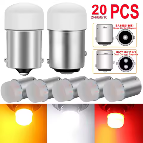 2/4/6/8/10 PCS P21W 1156 BA15S 1157 BAY15D LED Bulbs 12V 9SMD 6500K Bright White Car Reverse Parking Backup Turn Signal Lights