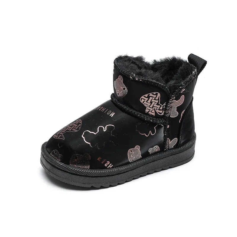 Children Shoes Luxury Designer Girls Boy Fashion Waterproof Upper Snow Boots Brand Baby Thick Plush Ankel High Warm Winter Boots view 6