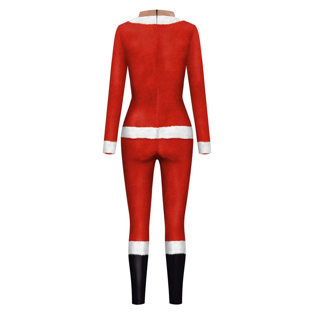 IOOTIANY Damen Herren Weihnachtsmann-Druck Cosplay-Kostüm Sexy Jumpsuit Bodysuit Erwachsenen-Karnevalsparty-Aufführungskleidung 2026 – Detail 3
