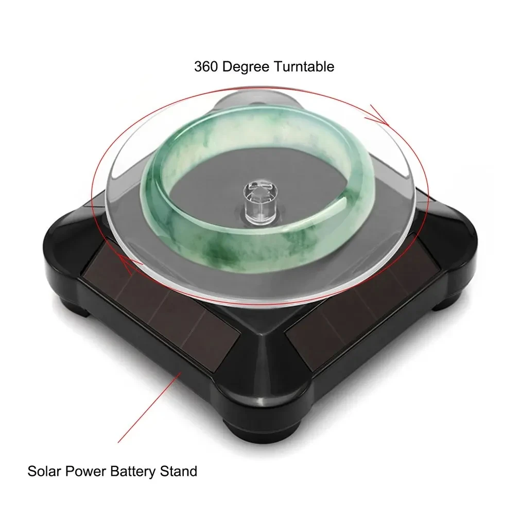 1Pc 360 Degree Turntable Rotating Display Stand Power by Solar Power or Battery Watch Ring Necklaces Jewelry Rotating Base