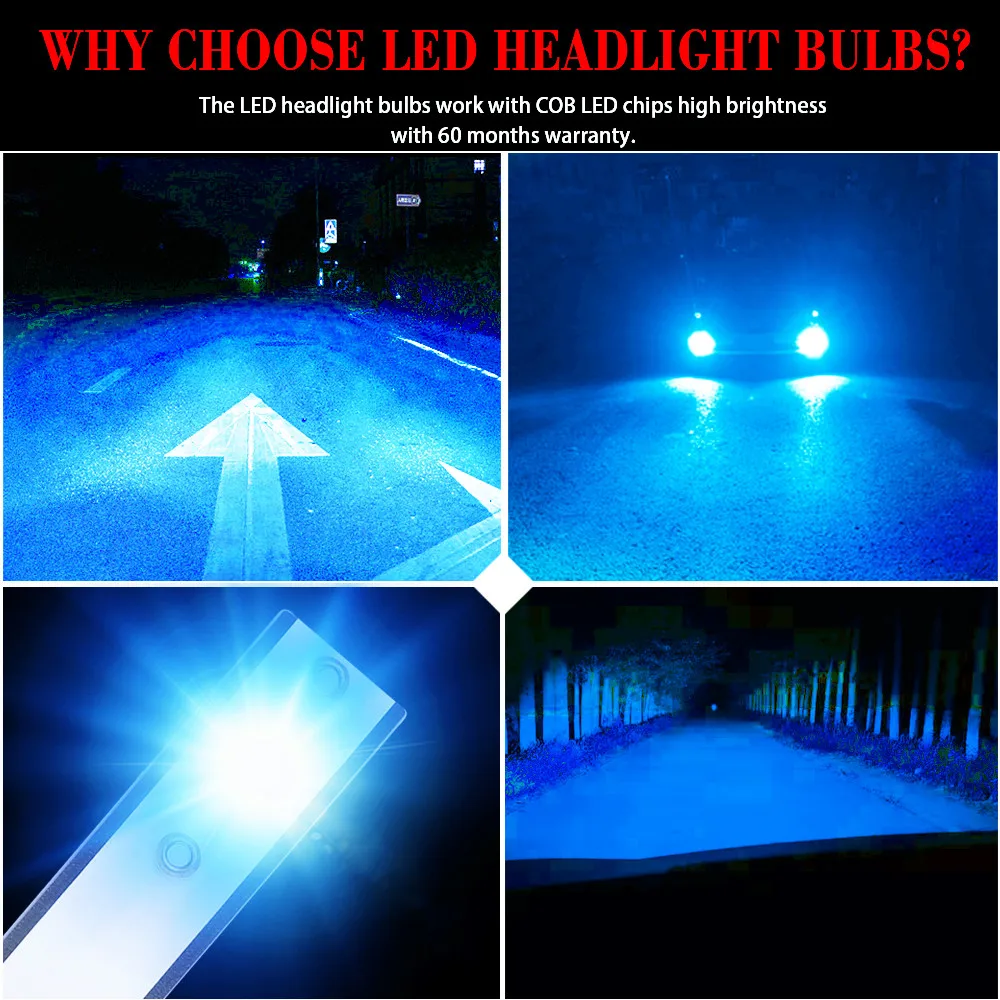 2PCS C1 Automotive LED Headlamps H4 H7 H11 9005 9006 3000K4300K6000K8000K 7600LM 36W LED Automotive Headlamps High and Low Beam