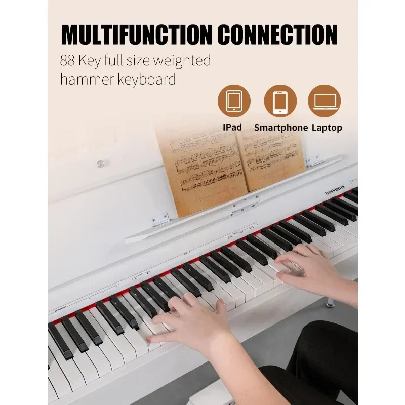 Home Digital Piano- Wooden Desk Transforms Progressive Hammer-Action Keyboard, Perfect for Beginners