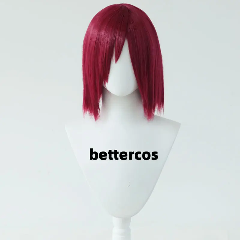 Uzumaki Nagato Wigs Anime Nagato Short Dark Red Synthetic Hair Cosplay Wigs + Wig Cap