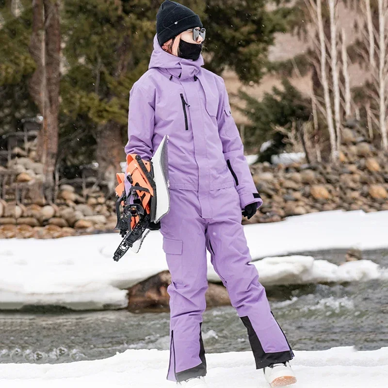 Traje de esquí de una pieza para hombre y mujer, ropa de Snowboard a prueba de viento, de algodón cálido, para deportes al aire libre, invierno, 2025