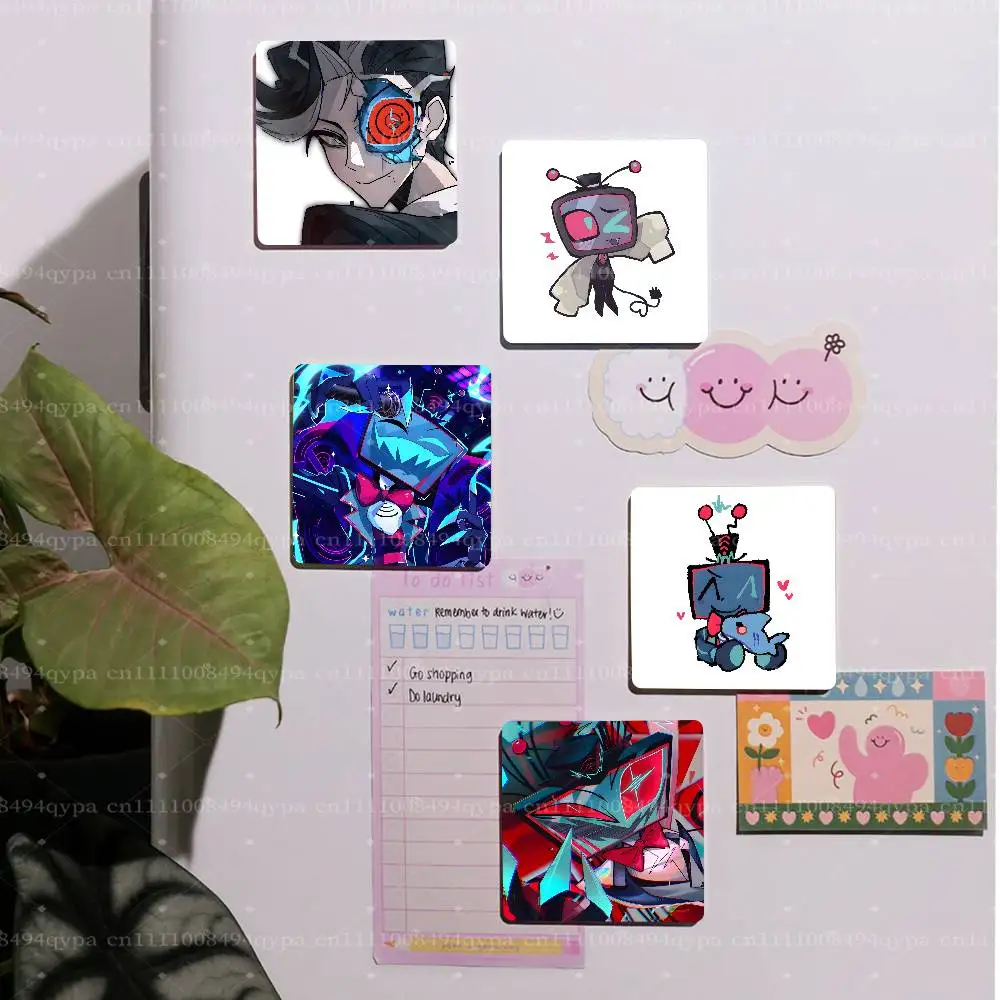 H-Hazbin V-Vox TV Demon Square Fridge Magnet Magnetic Sticker Decorative for Refrigerator Home Kitchen, Souvenir Gift
