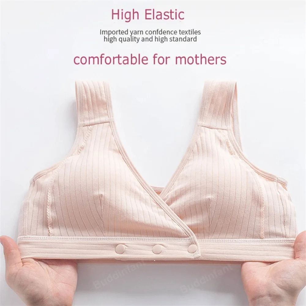 Push Up Mother's Wireless Bra Cotton Large Size Maternity Nursing Bras Gathered Breasts Lingerie Mid-aged Elderly Brassiere