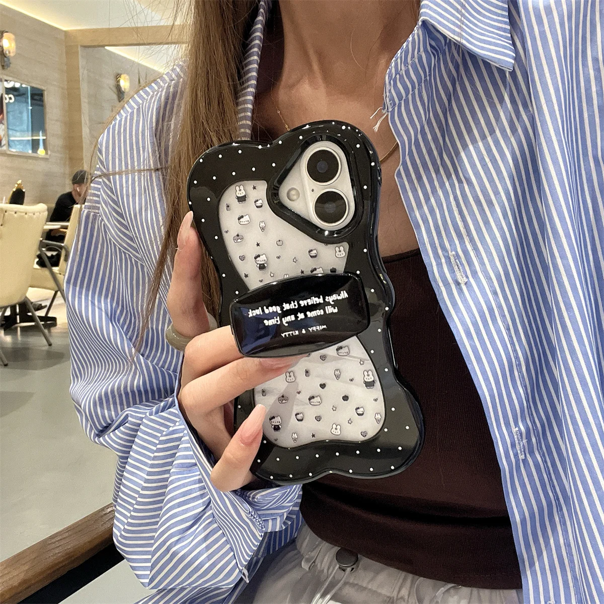 

New Korean Cute INS Luxury Stylish Shockproof Phone Case For iPhone 16 15 14 13 Pro Max Lovely Anti-fall Cover Funda For HelloKi