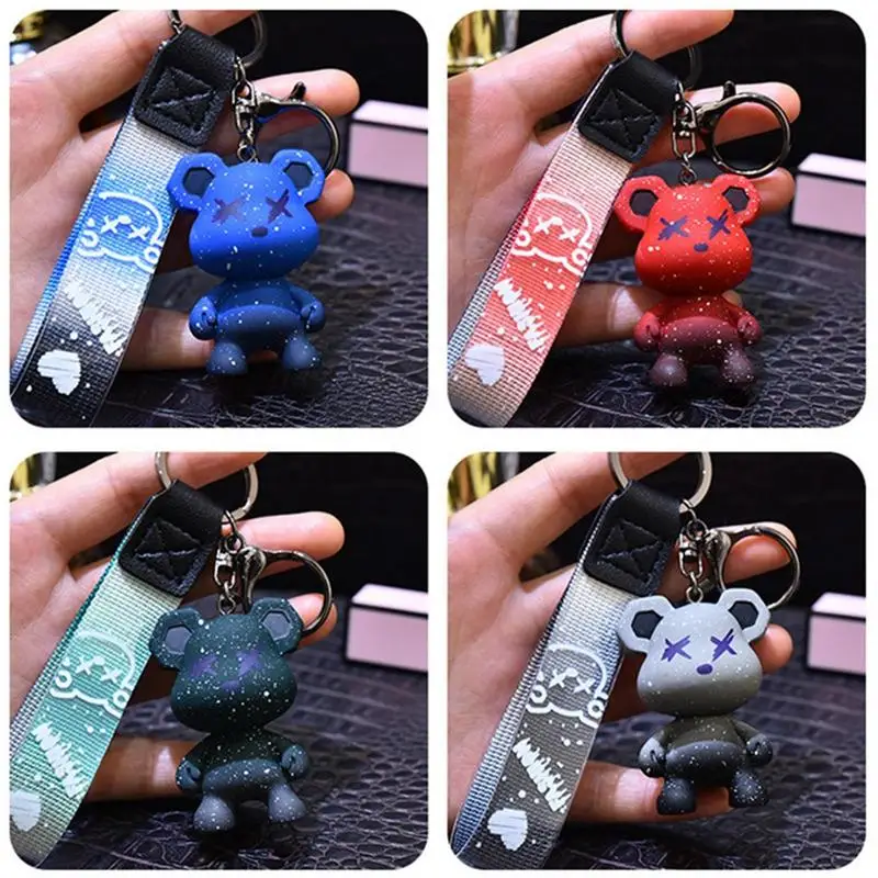 Cute Animal Keyring Glitter Funny Toy Key Holder Charm Portable Bear Keychain Boys Girls Gifts Bag Charm Pendant For Purse