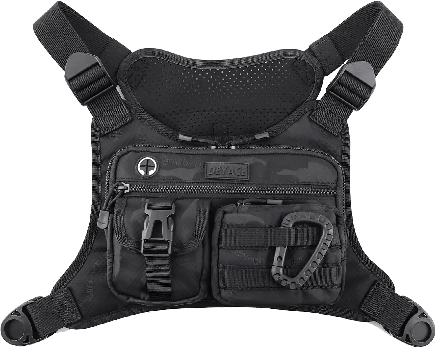

Chest Bag for Men, Tactical Sports Chest Pack with Phone Holder, Black