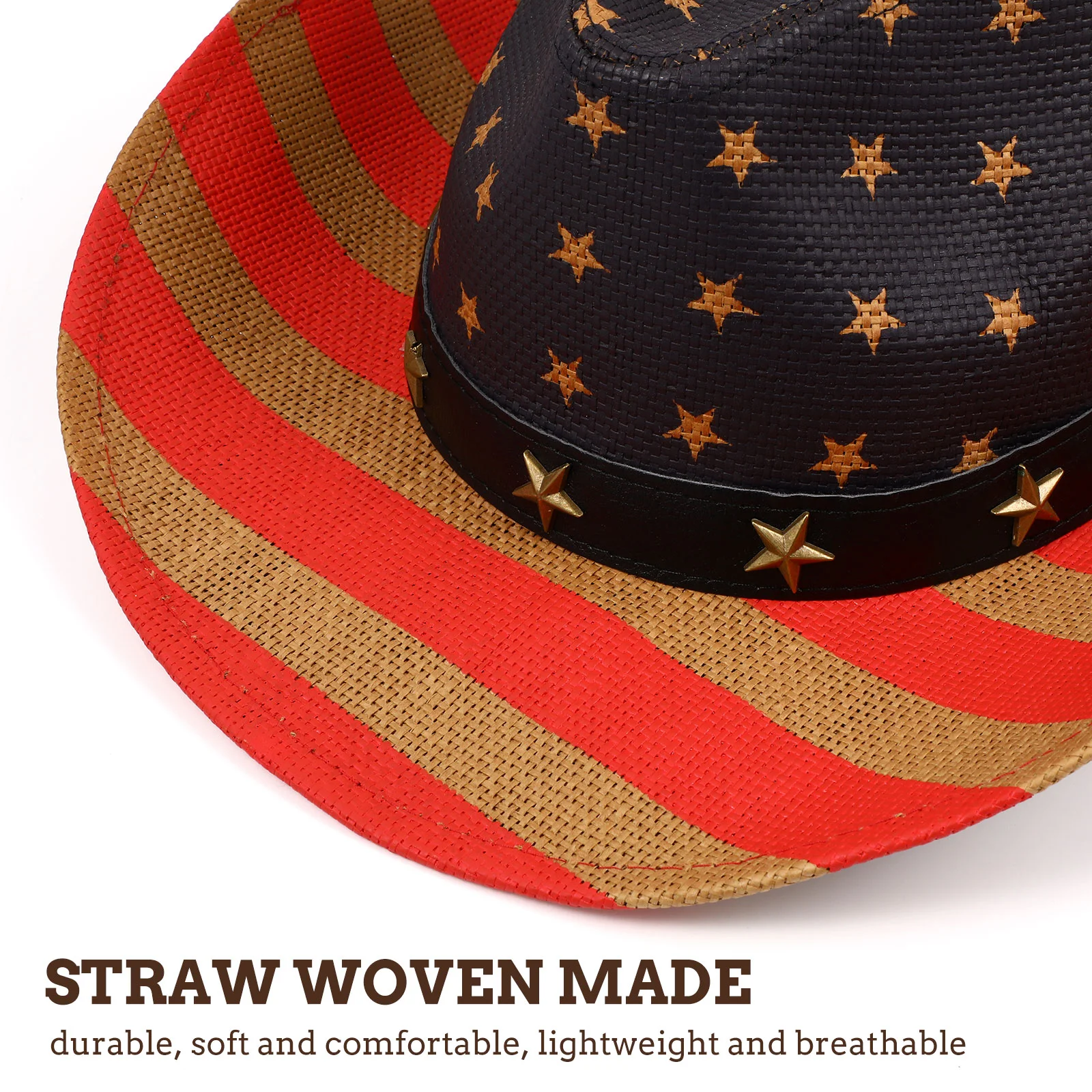 Western Cowboy Hat Usa Fedora Hats for Men Multi-functional Performing American Flag