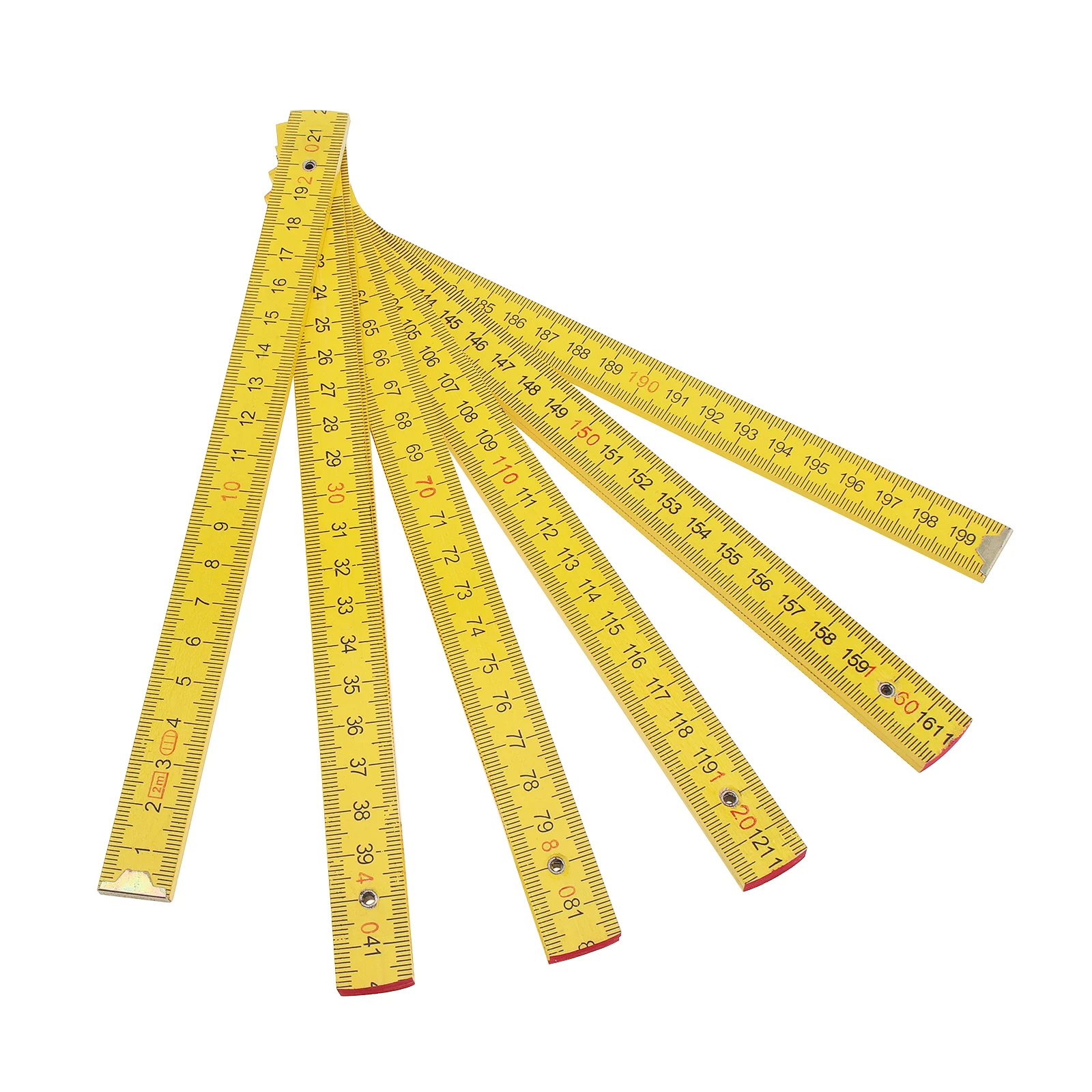 2m Folding Ruler Wooden Carpenter Tool Inch Metric Double Sided Scale Wood Ruler Meter Measure for Drawing Teaching