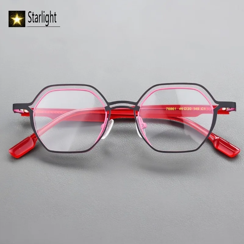 High Quality Patchwork Multi-color Square Metal Eyeglass Frame Men Women Glasses Frames Myopia Retro Reading Prescription 140mm