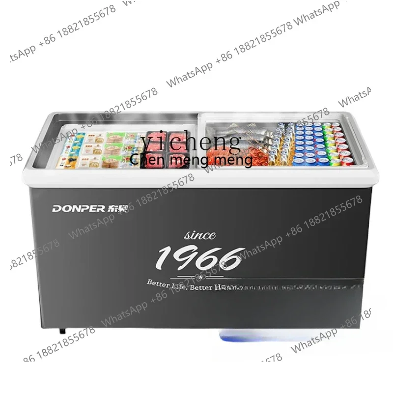 Hot sales Commercial Supermarket Frozen Combination Island Freezer Sliding Glass Door Horizontal Showing Cabinet