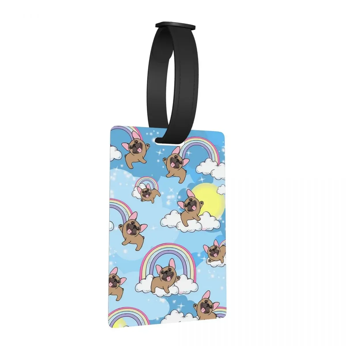 

French Bulldog Dog Lovers Sweet Frenchie On Rainbow Luggage Tags Suitcase Baggage Boarding Tag Label Holder ID Name Address