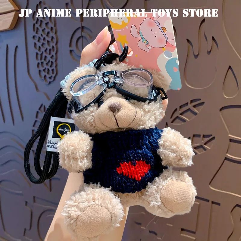 Pendentif ours en peluche créatif et tendance, dessin animé mignon moto cavalier ours porte-clés sac à dos décoration cadeau d'anniversaire pour enfants