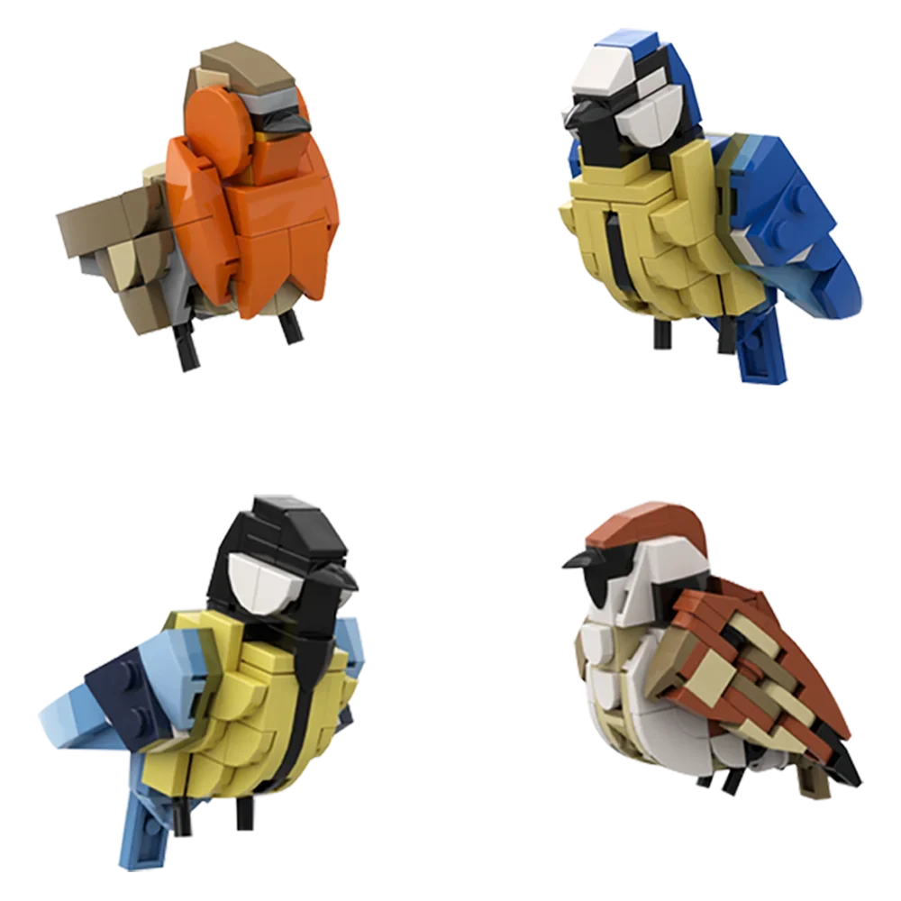 MOC Birds Barn Swallow y Nuthatch euroasiático, modelo de bloques de construcción, casa, gorrión y gran titanio, juguete de ladrillos de golondrina de Granero