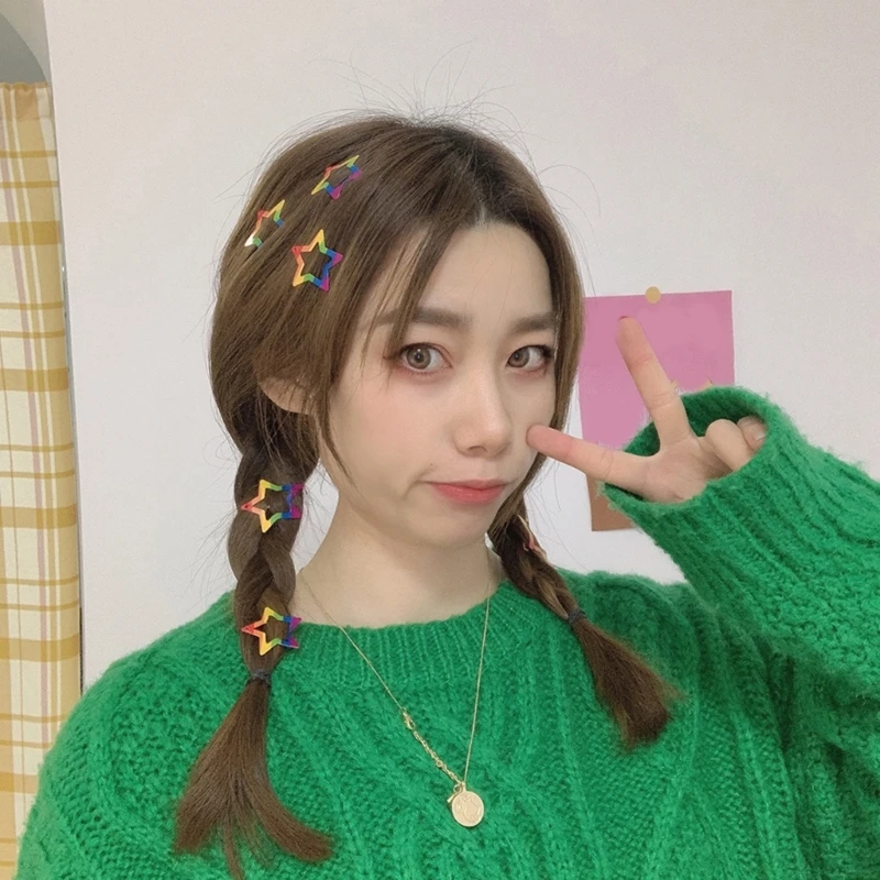 Y2k Rainbow Color Design Girls Hair Clip Taking Photo Hairpins Lovely Hairclip