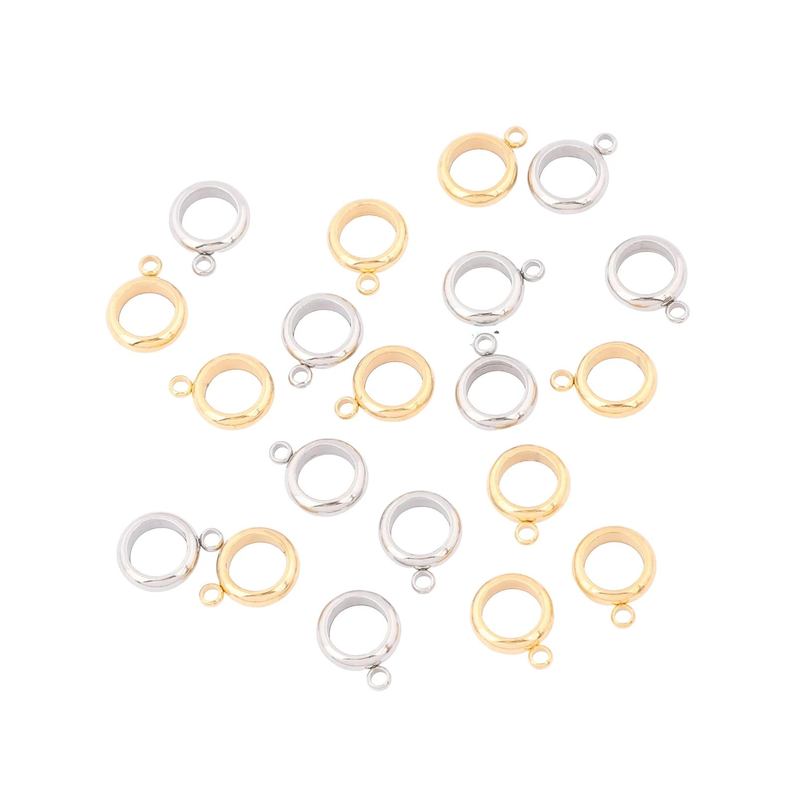 20pcs Stainless Steel 7mm Hole Spacer Beads With Loop For Bracelets Necklace Making Diy Jewelry Accessories