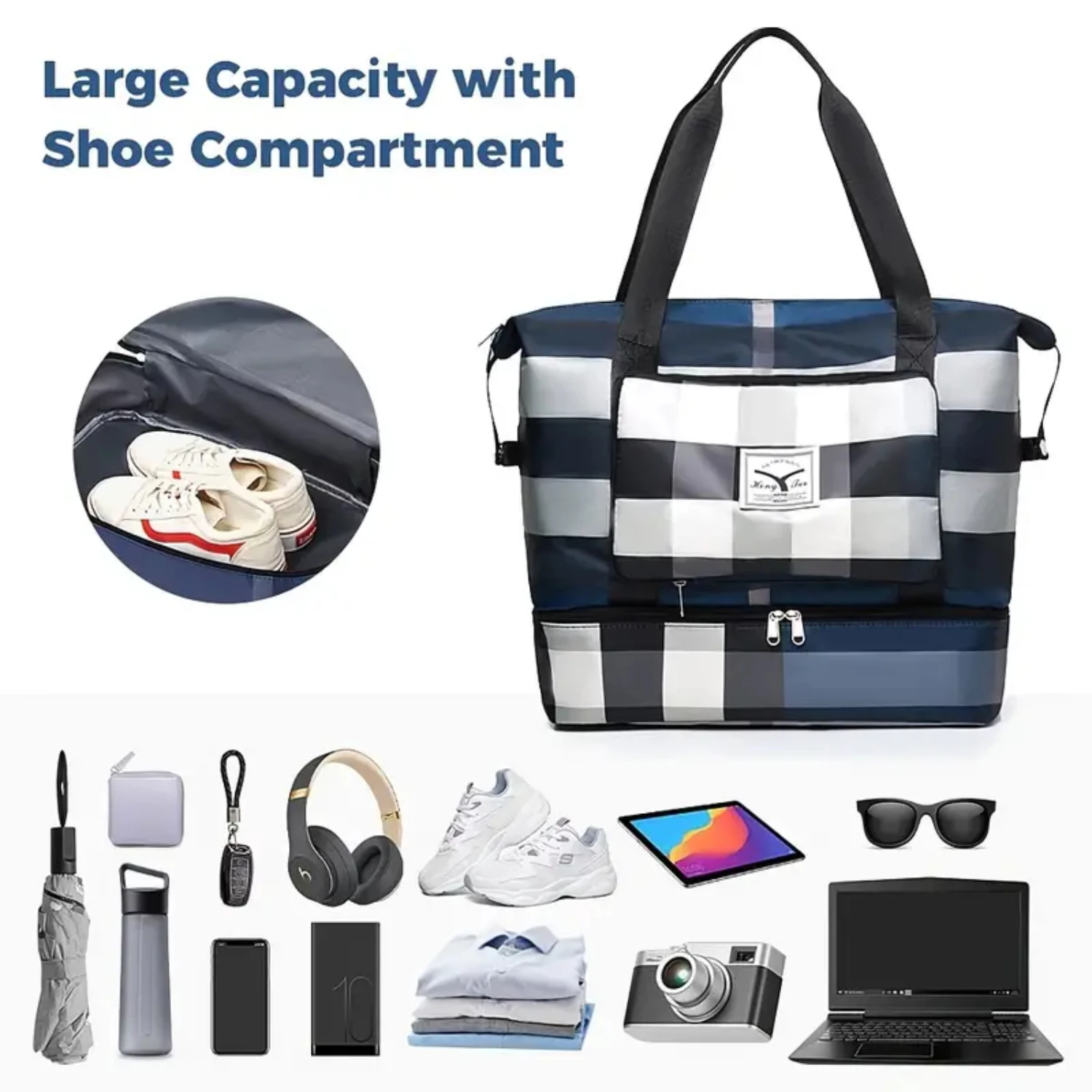 Large Capacity Foldable Duffel Bag, Travel Storage Bag Carry-On Bag, Versatile Gym Training Bag