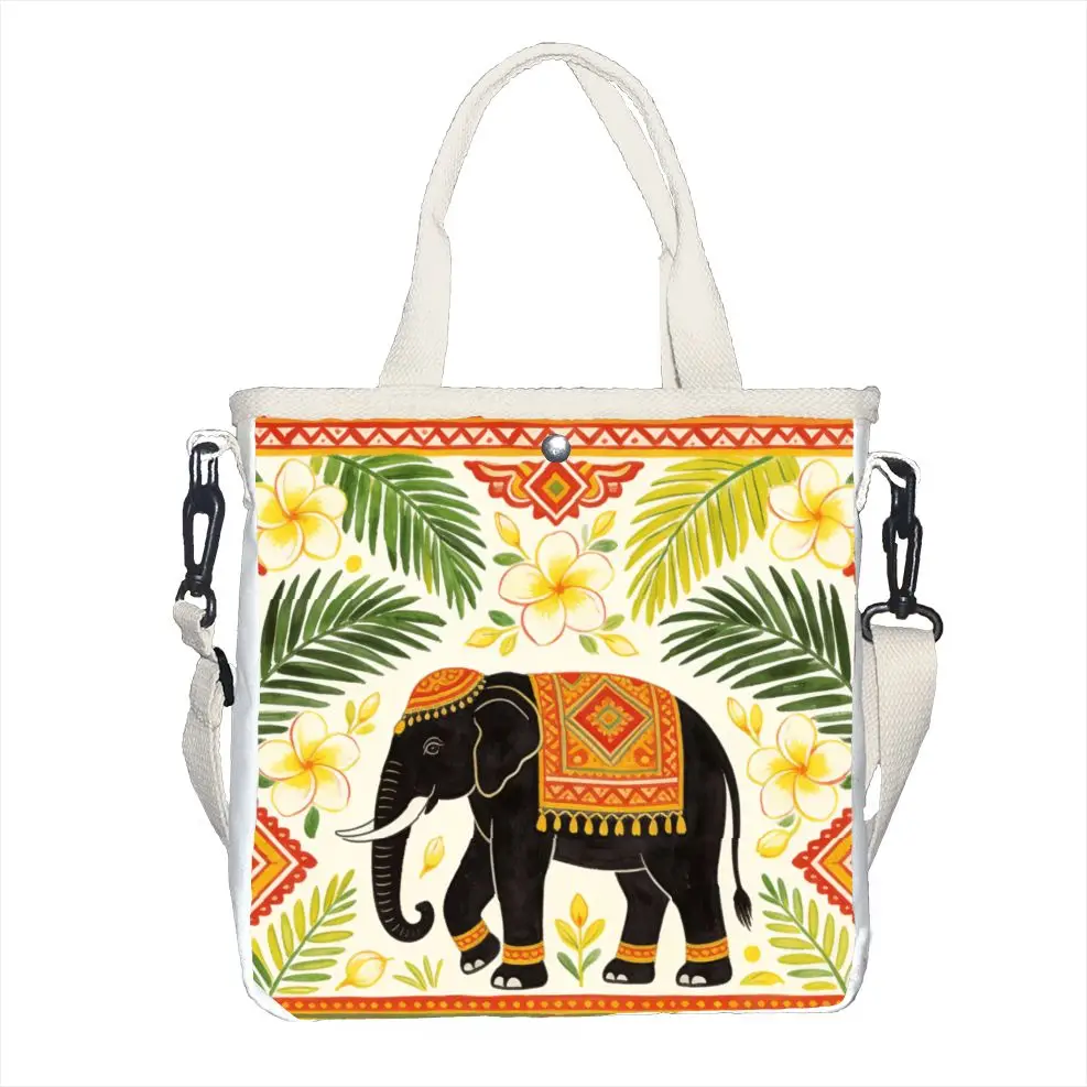 

Сумка через плечо с принтом плюмерии и изображением слона из Юго-Восточной Азии, мини-сумочка с регулируемым ремешком и застежкой на кнопку