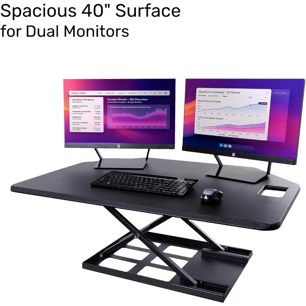 Adjustable Sit-Stand Desk Converter, Corner Standing Desk Riser, Pneumatic Lift, L-Shaped Desks & Cubicles, Ergonomic Office Fur