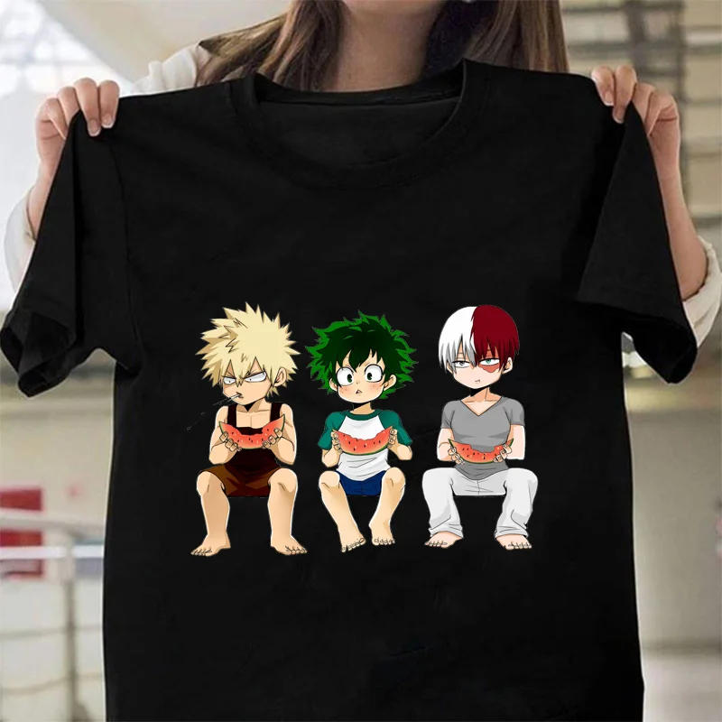 Funny Midoriya Izuku Bakugou Katsuki Todoroki Shoto T-shirt Men's Women's Anime Harajuku Hip Hop Shirt Top