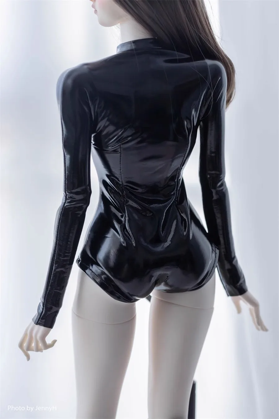 BJD Doll Clothes Toys Girls Elegant Glossy Black Leather Onesie Small Slender Waist Zipper Short 1/3 Impl Sets Doll Accessories