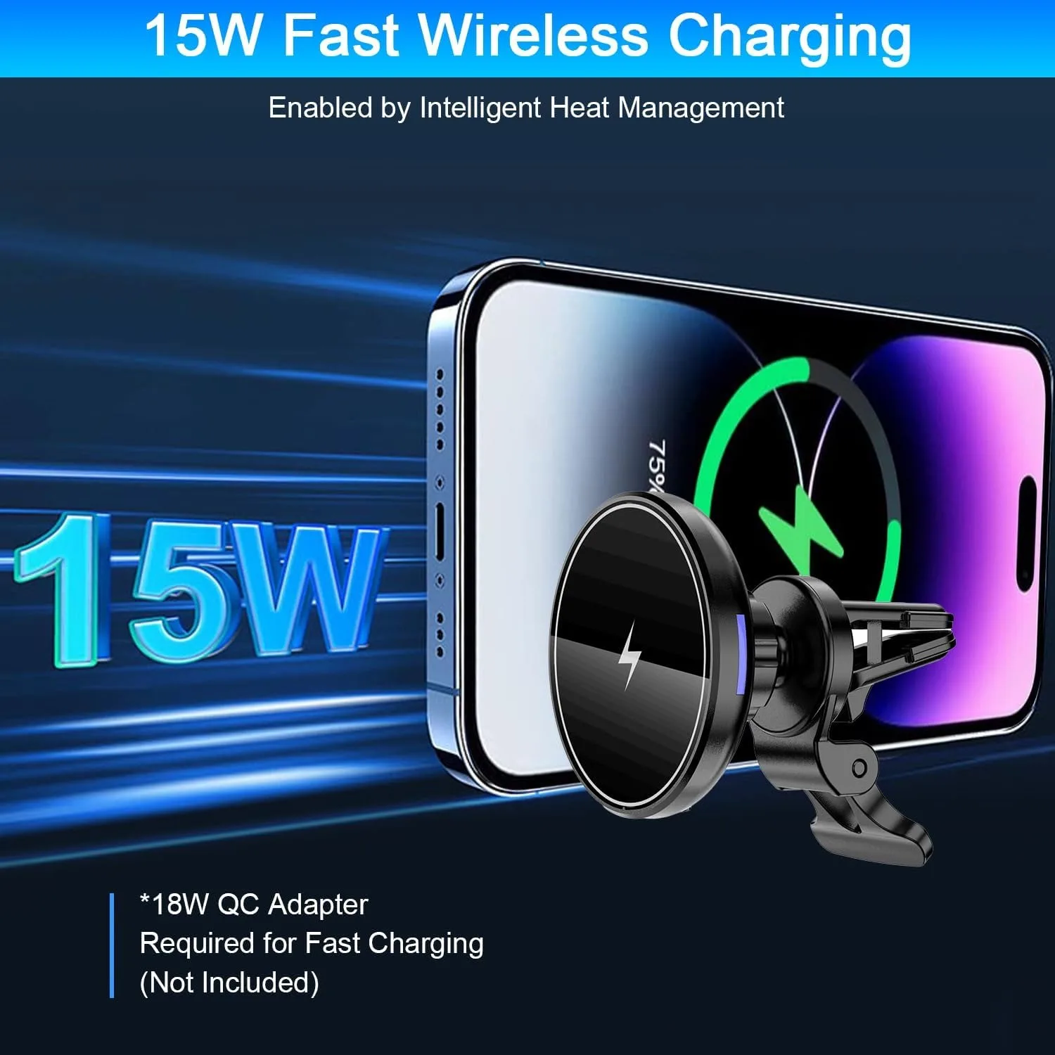 Carregador magnético sem fio do carro, suporte do telefone, montagem de ventilação de ar, caixa magnética, suporte de carregamento rápido, iPhone 14, 13, 12 Pro Max, 15W