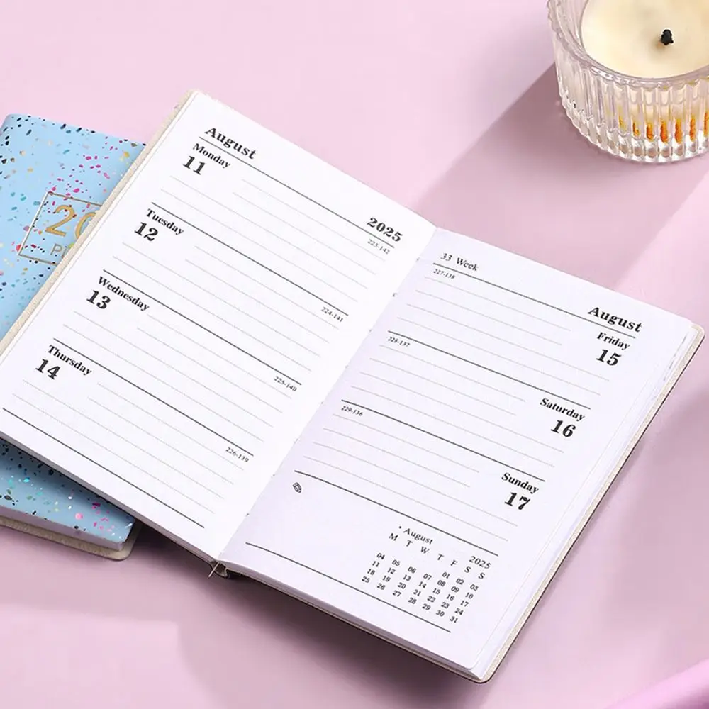 2025 A7 Mini Schedule Planner Notebook Bling Portable Pocket Notepad Diary Planner Agenda Memo Office School Stationery