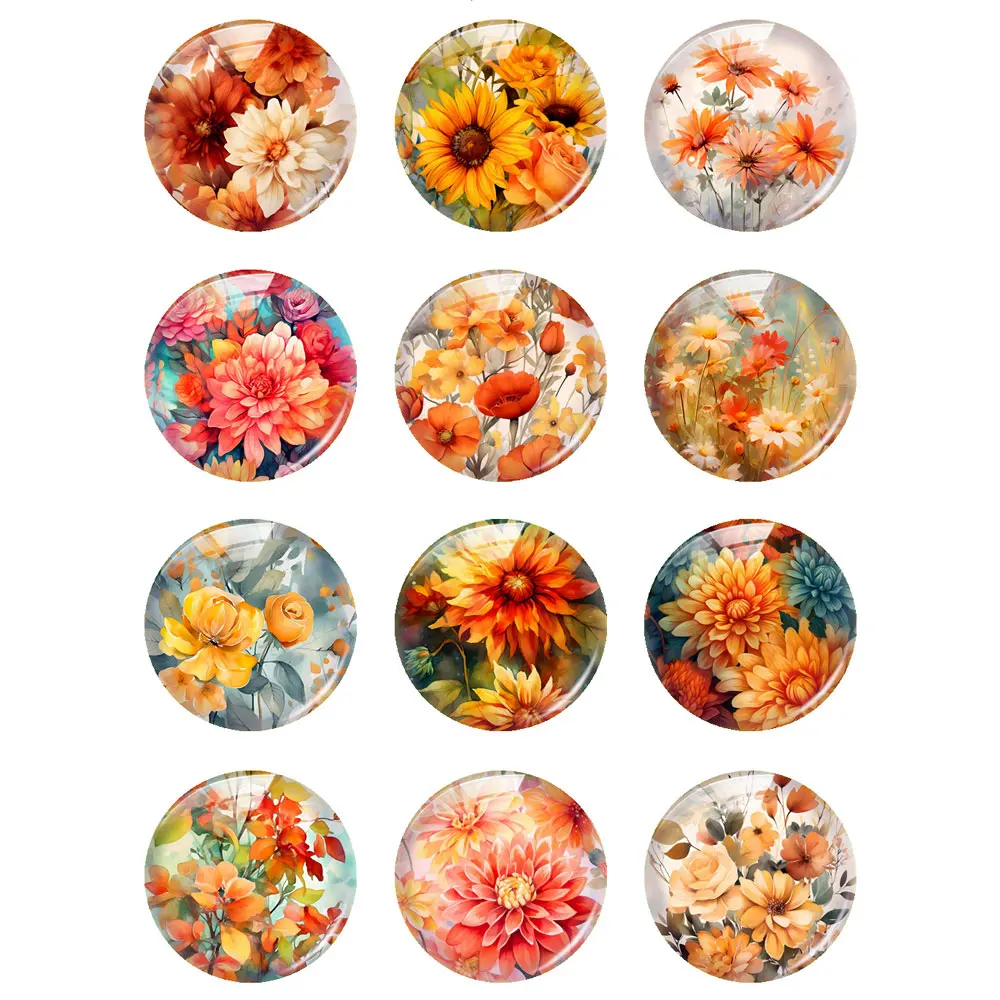 Handmade Flower Spring Photo Glass Cabochon Charms Flatback Demo Flat Back Cameo For Diy Jewelry Making Finding Accessories