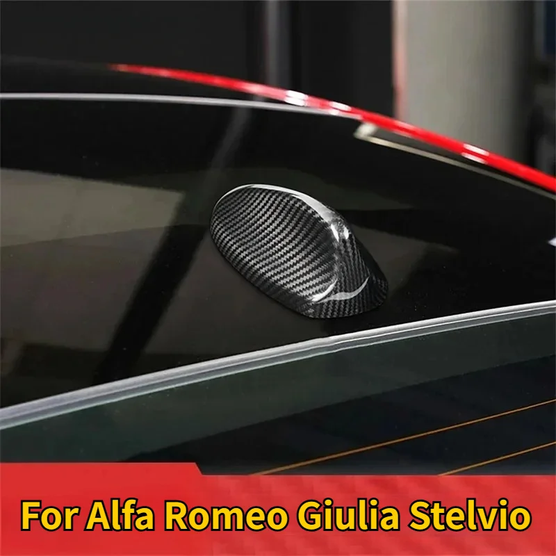 

For Alfa Romeo Giulia Stelvio Real Dry Carbon Fiber 2017-2020 Roof Signal Shark Fin Aerial Antenna Genuine Cover Modification