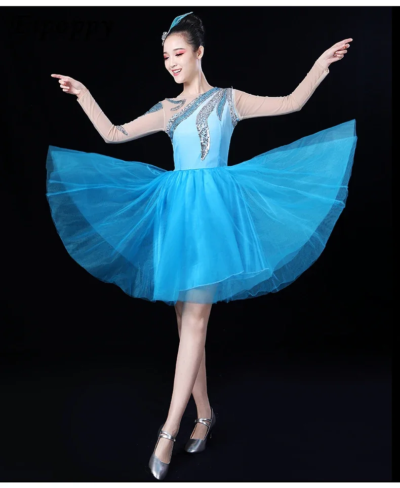 Dance Performance Costumes Women's New Opening Dance Large Swing Dress Song Dance Performance Dress