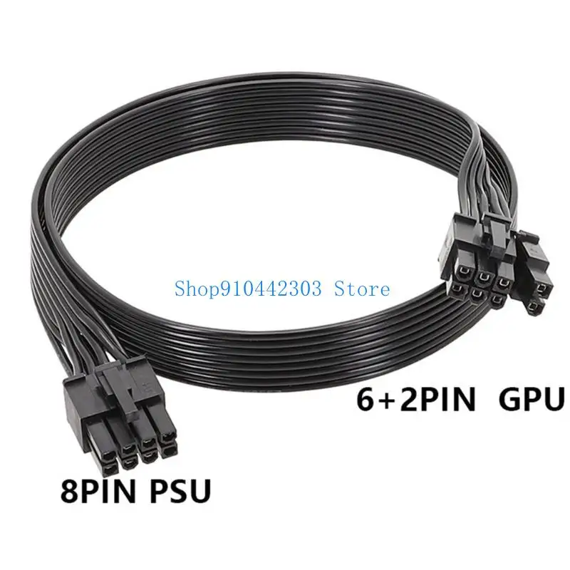 652F 100cm PCIE GPU Power Cable 8Pin to 6+2 Pin for GPU Power Supply with U Terminals