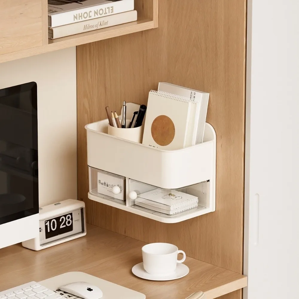 Multifunctional Rotatable Desktop Storage Rack, Plastic Large Capacity Tabletop Storage Box, Space-Saving Desk Organizer