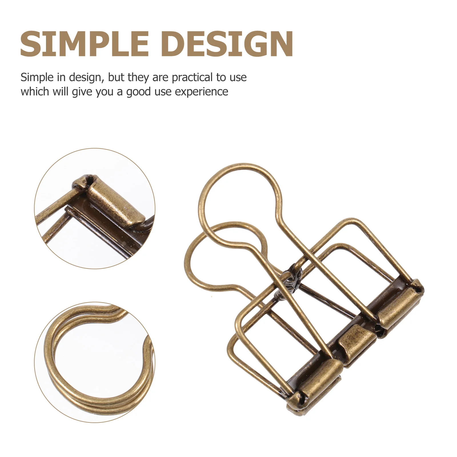 6Pcs Retro Copper Binder Clips For Holder File ganizer Metal Stationery Supplies Long Tail Clips With Bronze Color For Office