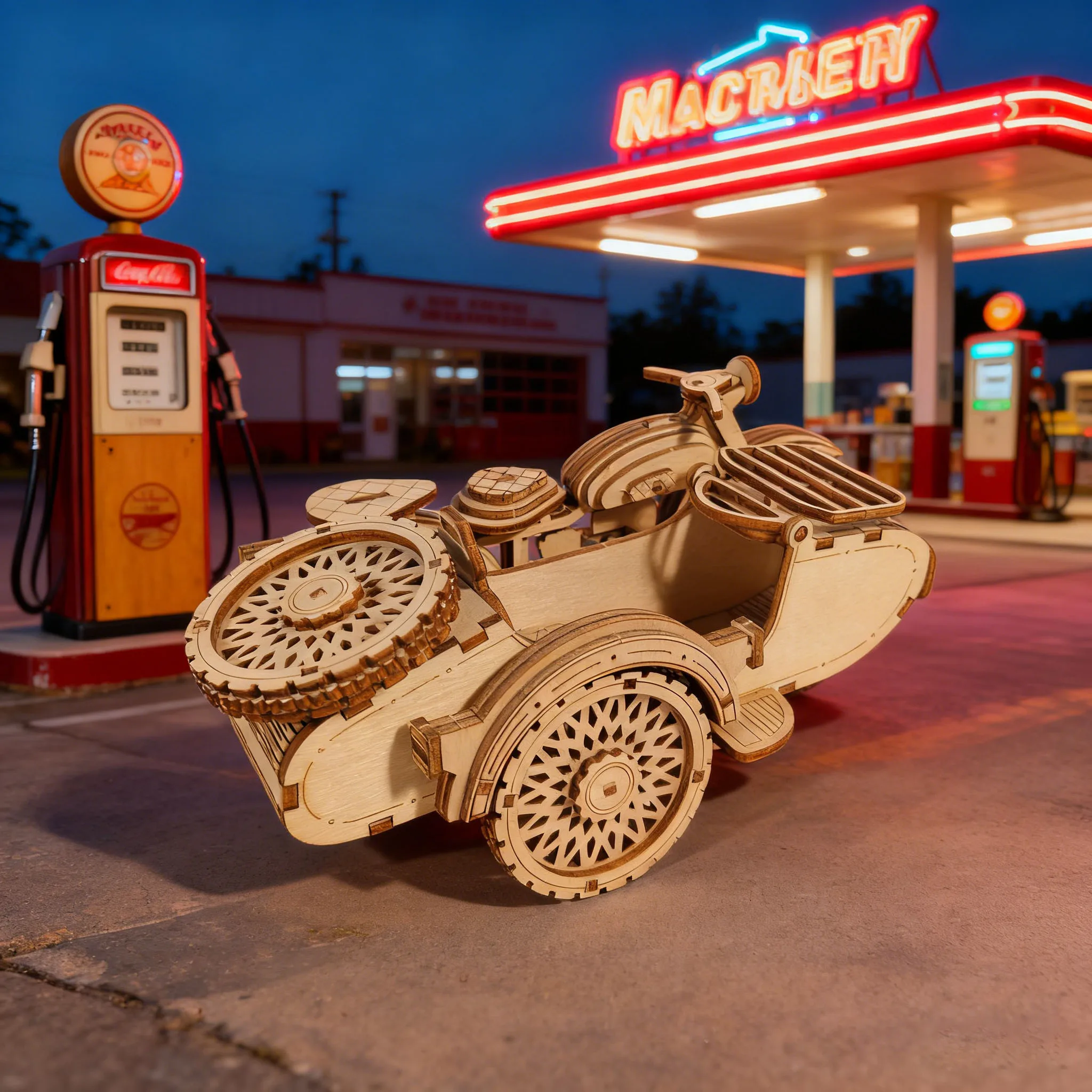 DIY Puzzle Model Vintage Tricycle 3D Puzzle Kit Fun Assembly Set Wooden Building Blocks Birthday Gift