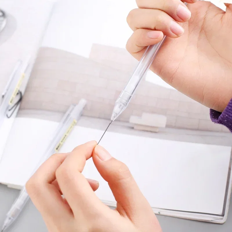 5 Teile/satz Druckbleistift Weiß Einfacher Automatischer Stift 0,5/0,7 mm für Studenten Schulbedarf Bürozubehör Schreibwaren – Detail 3