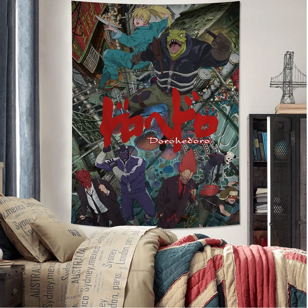 Dorohedoro Cartoon Tapestry Hippie Flower Wall Carpets Dorm Decor Art Home Decor