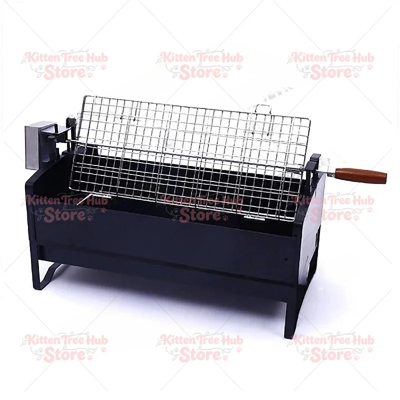 12V Automatic Stainless Steel Motorised Rotisserie Cypriot Rotating Charcoal Grill for Outdoor Camping Barbecue Grill