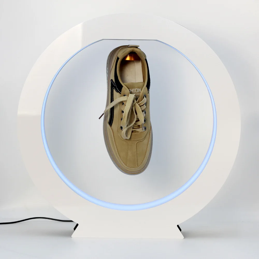 Imagem -05 - Magnetic Levitation Shoe Display Rack Shoe-shelf Organizer Material Acrílico Luz Led Rotação 360 ° Suspended Shoe Garrafa de Vinho